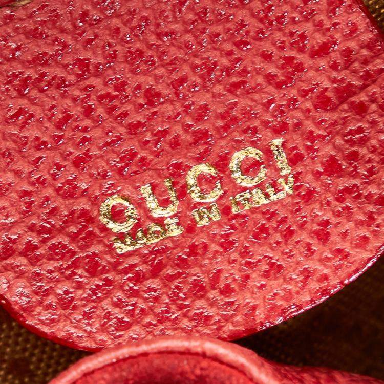 Pre Owned Gucci Red Suede Bamboo Suede Backpack