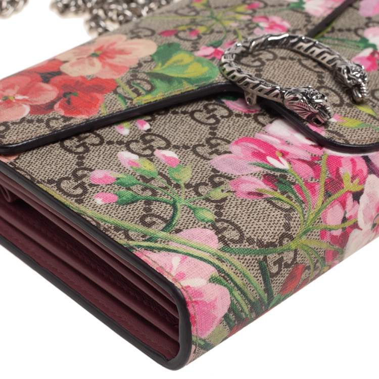 Pre Owned Gucci Multicolor GG Supreme Canvas Blooms Dionysus Wallet On Chain