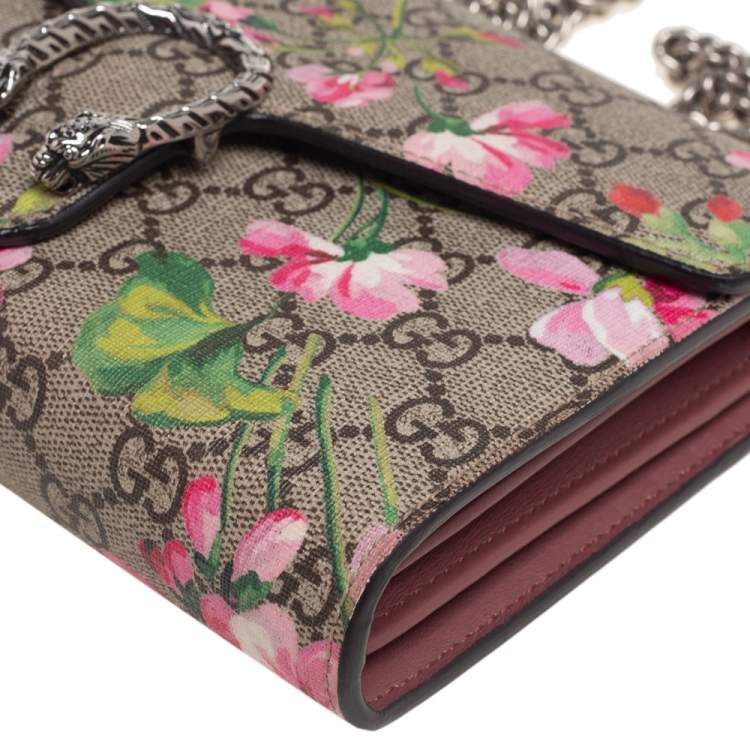 Pre Owned Gucci Multicolor GG Supreme Canvas Blooms Dionysus Wallet On Chain