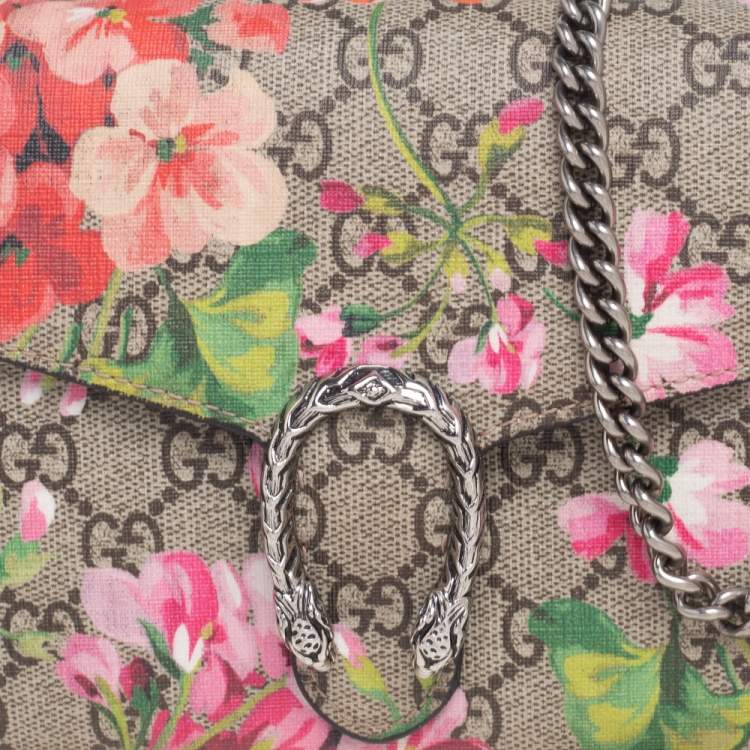 Pre Owned Gucci Multicolor GG Supreme Canvas Blooms Dionysus Wallet On Chain