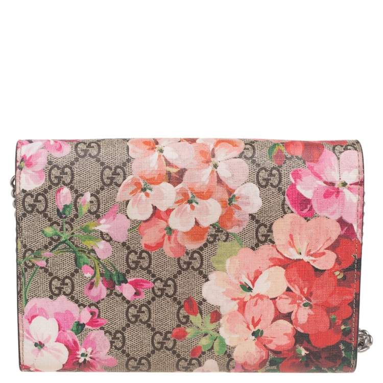 Pre Owned Gucci Multicolor GG Supreme Canvas Blooms Dionysus Wallet On Chain