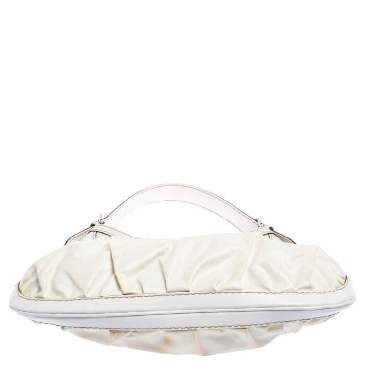 Pre Owned Gucci White Coated Canvas and Leather Medium Queen Hobo