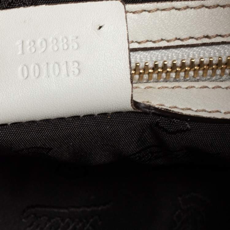 Pre Owned Gucci White Coated Canvas and Leather Medium Queen Hobo