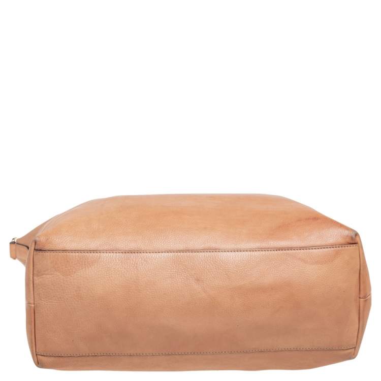 Pre Owned Gucci Beige Leather Medium Bamboo Shopper Tote