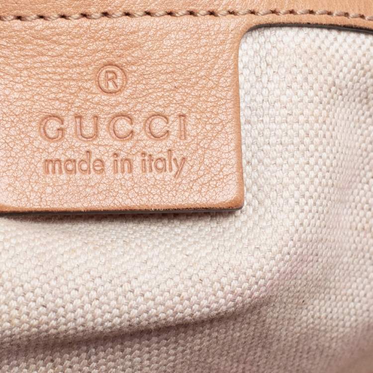 Pre Owned Gucci Beige Leather Medium Bamboo Shopper Tote