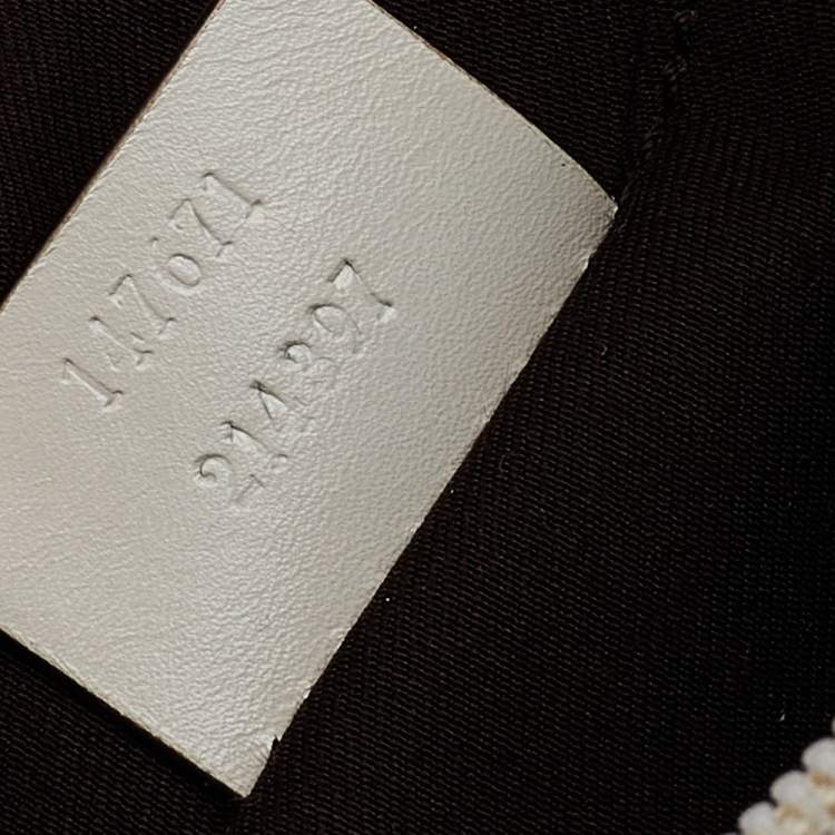 Pre Owned Gucci Beige/White GG Signature Canvas And Perforated Leather Messenger Bag