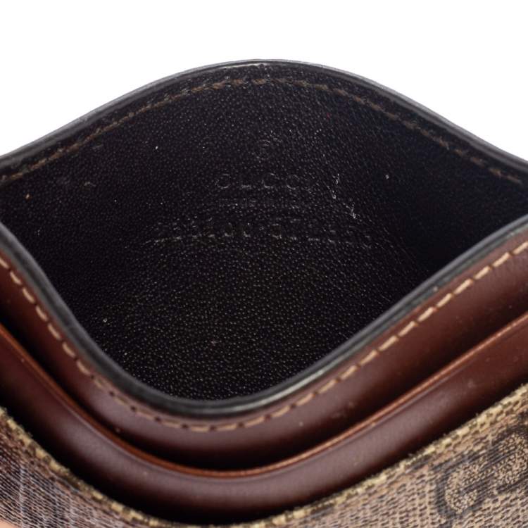 Pre Owned Gucci Beige/Brown GG Supreme Canvas Card Holder