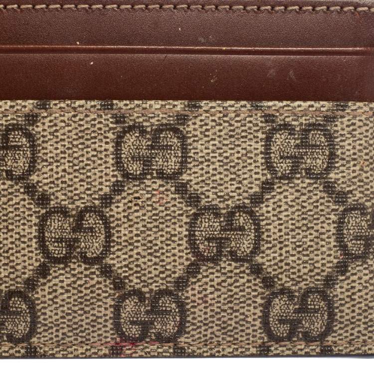 Pre Owned Gucci Beige/Brown GG Supreme Canvas Card Holder