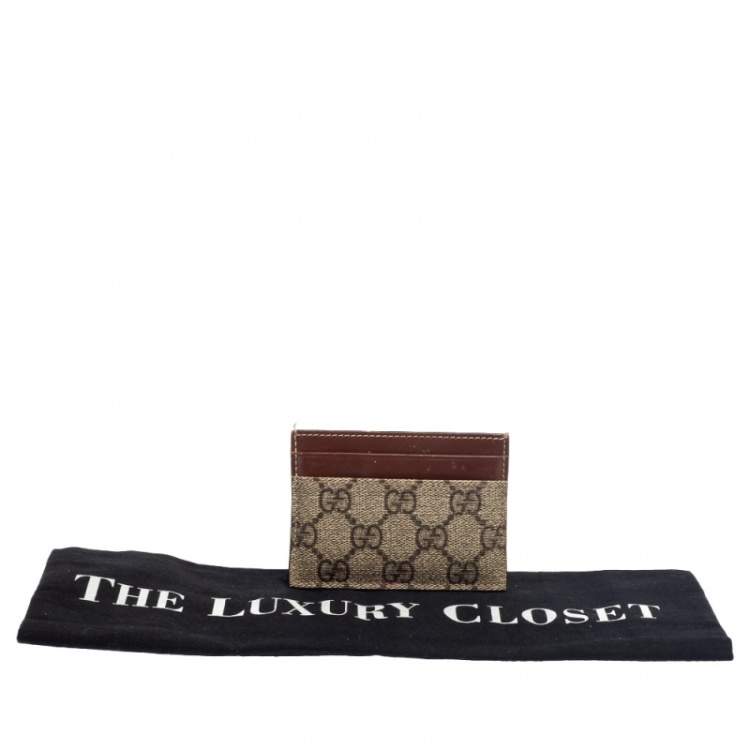 Pre Owned Gucci Beige/Brown GG Supreme Canvas Card Holder