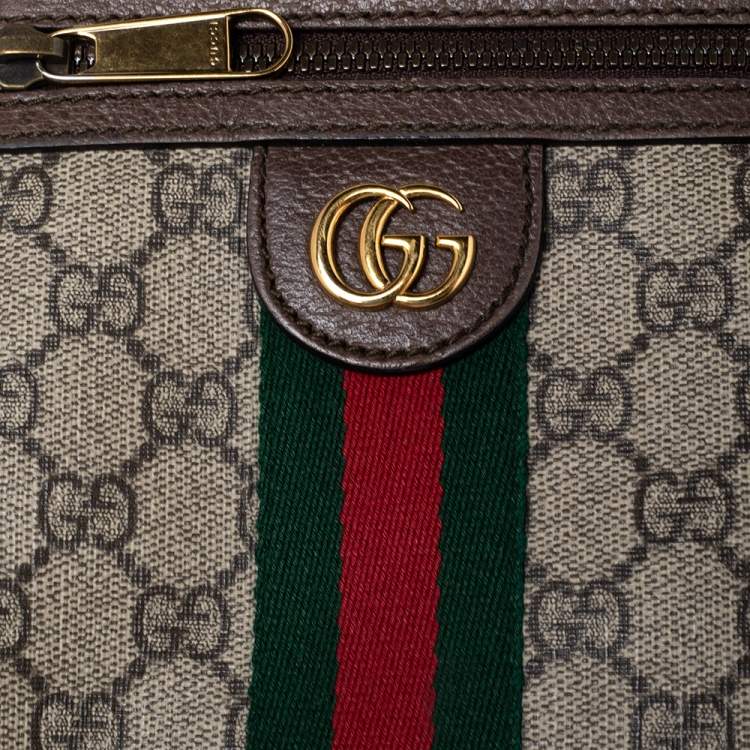 مملوكة مسبقًا Gucci Brown/Beige GG Supreme And Web Ophidia Shoulder Bag