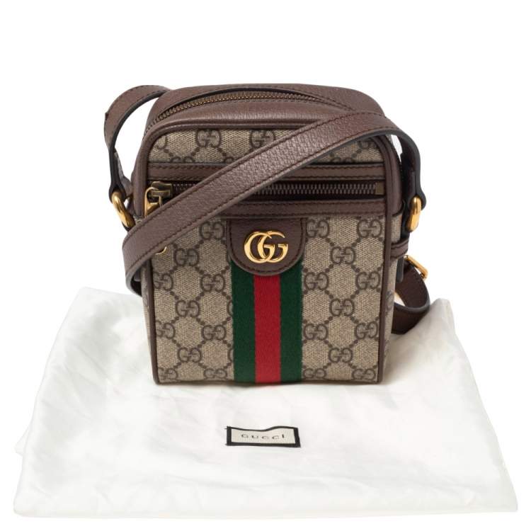 مملوكة مسبقًا Gucci Brown/Beige GG Supreme And Web Ophidia Shoulder Bag