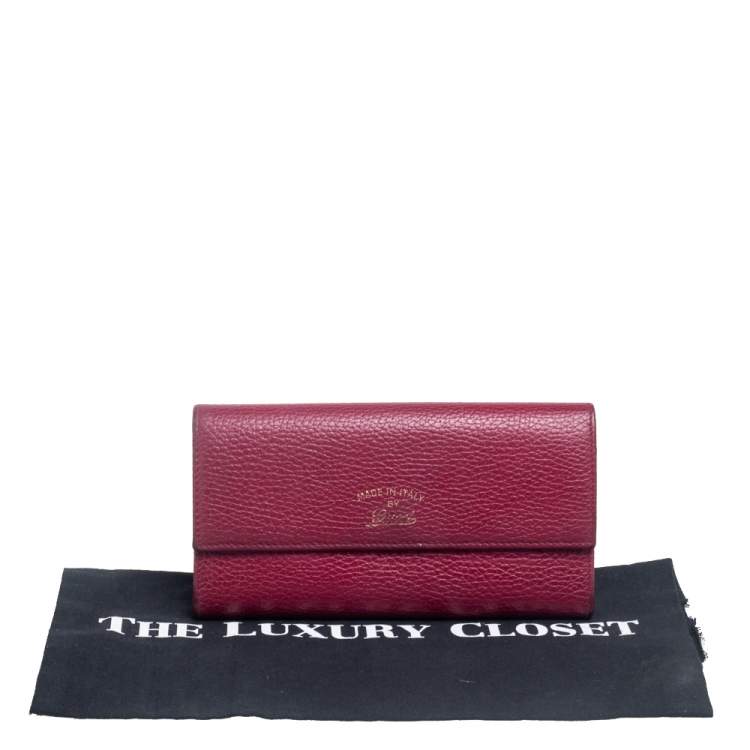 Pre Owned Gucci Burgundy Leather Swing Continental Wallet
