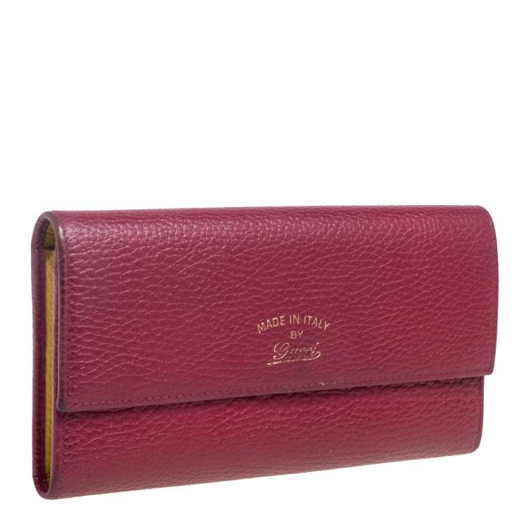 Pre Owned Gucci Burgundy Leather Swing Continental Wallet