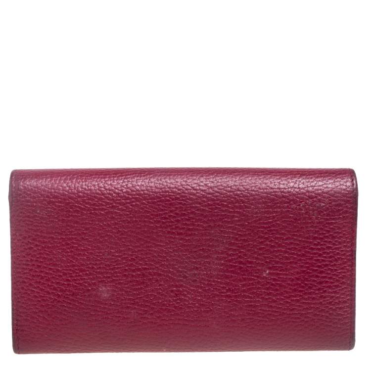 Pre Owned Gucci Burgundy Leather Swing Continental Wallet