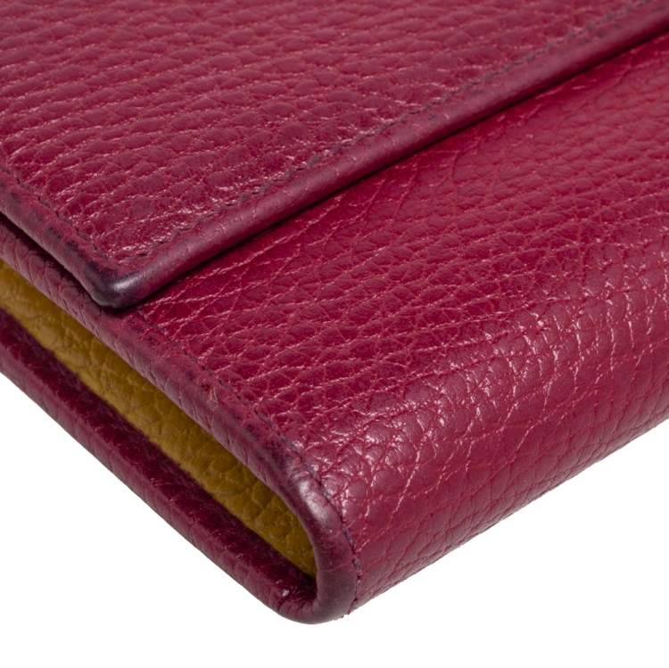 Pre Owned Gucci Burgundy Leather Swing Continental Wallet