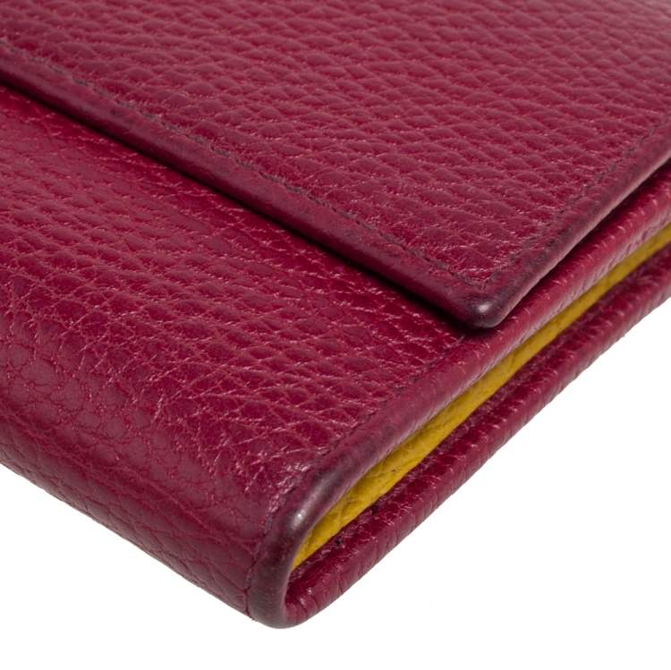 Pre Owned Gucci Burgundy Leather Swing Continental Wallet