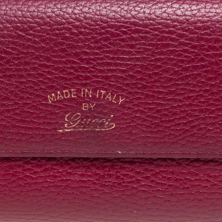 Pre Owned Gucci Burgundy Leather Swing Continental Wallet