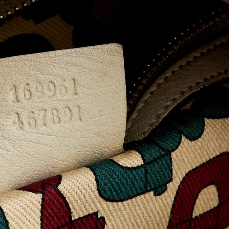 مملوكة مسبقًا Gucci Off White Guccissima Leather Peggy Bamboo Top Handle Bag