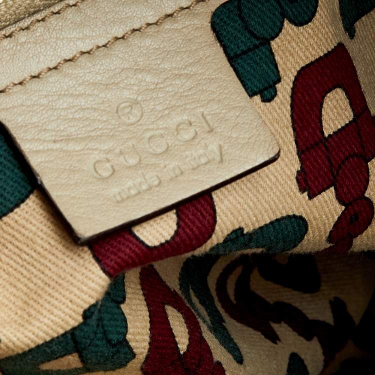 مملوكة مسبقًا Gucci Off White Guccissima Leather Peggy Bamboo Top Handle Bag