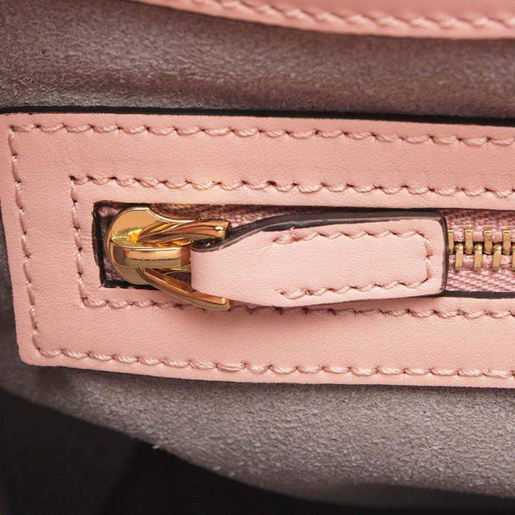 Pre Owned Gucci Pink Calfskin Leather Bamboo Nymphaea Medium Shoulder Bag