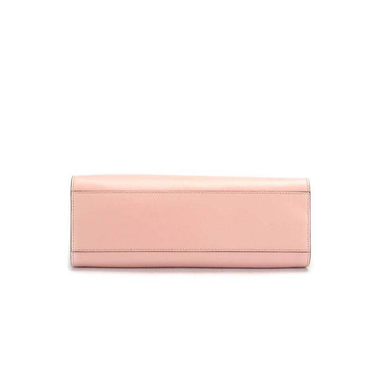 Pre Owned Gucci Pink Calfskin Leather Bamboo Nymphaea Medium Shoulder Bag