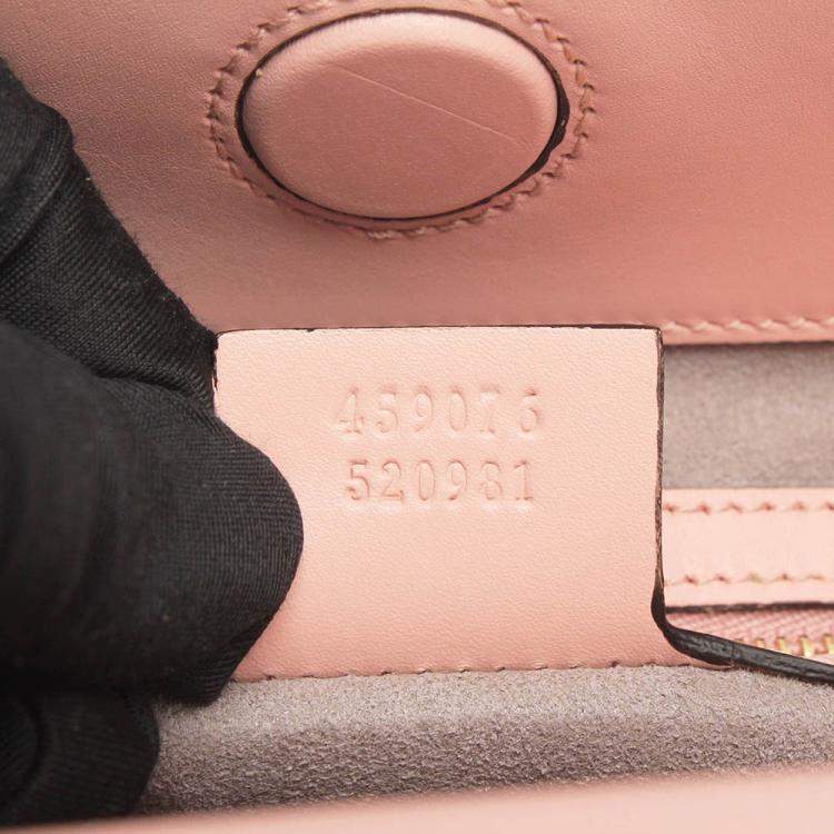 Pre Owned Gucci Pink Calfskin Leather Bamboo Nymphaea Medium Shoulder Bag