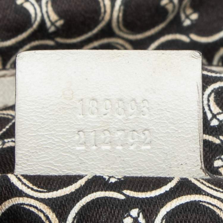 Pre Owned Gucci Off White Leather Equestrian Horseshoe Satchel