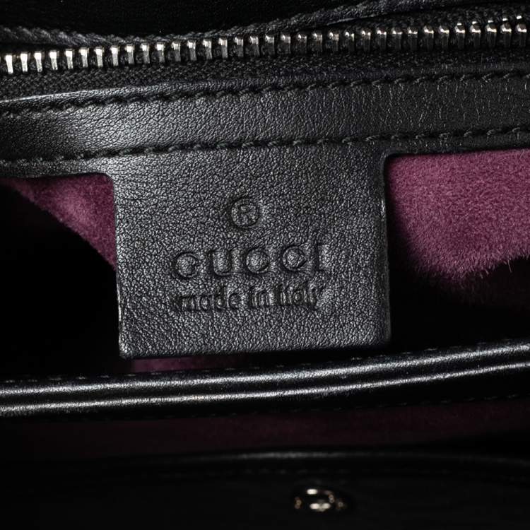 Pre Owned Gucci Black Glossy Leather Medium Lady Lock Top Handle Bag