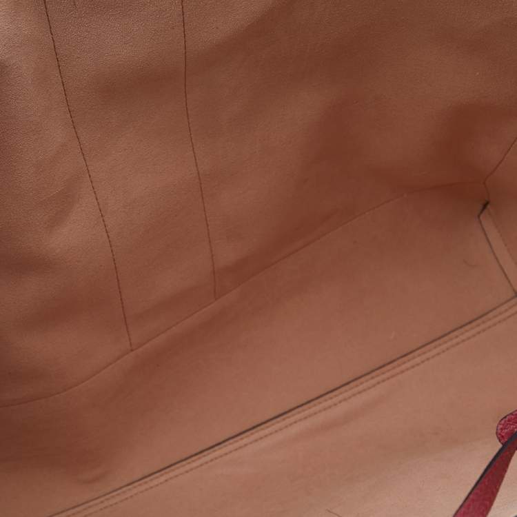 Pre Owned Gucci Red/Beige Leather And Coated Canvas Web GG Supreme Flora Printed Ophidia Tote