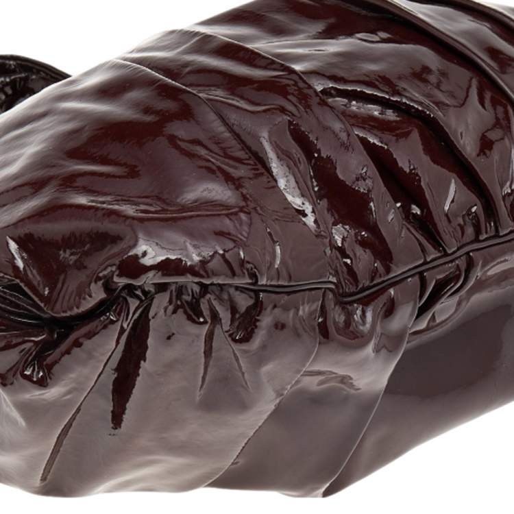 Pre Owned Gucci Burgundy Patent Leather Large Hysteria Tote