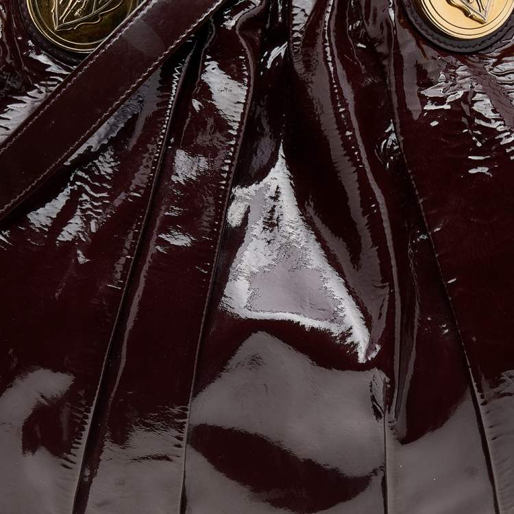 Pre Owned Gucci Burgundy Patent Leather Large Hysteria Tote