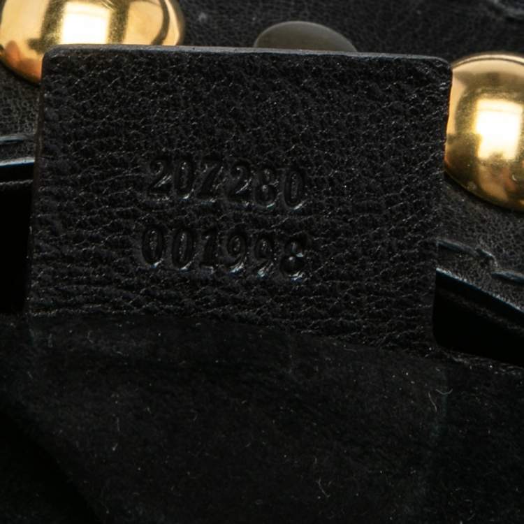 Pre Owned Gucci Black Python Studded Babouska Tote