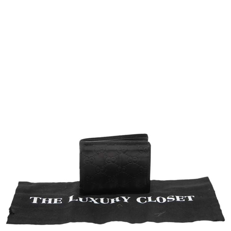 Pre Owned Gucci Black Guccissima Leather Bifold Wallet