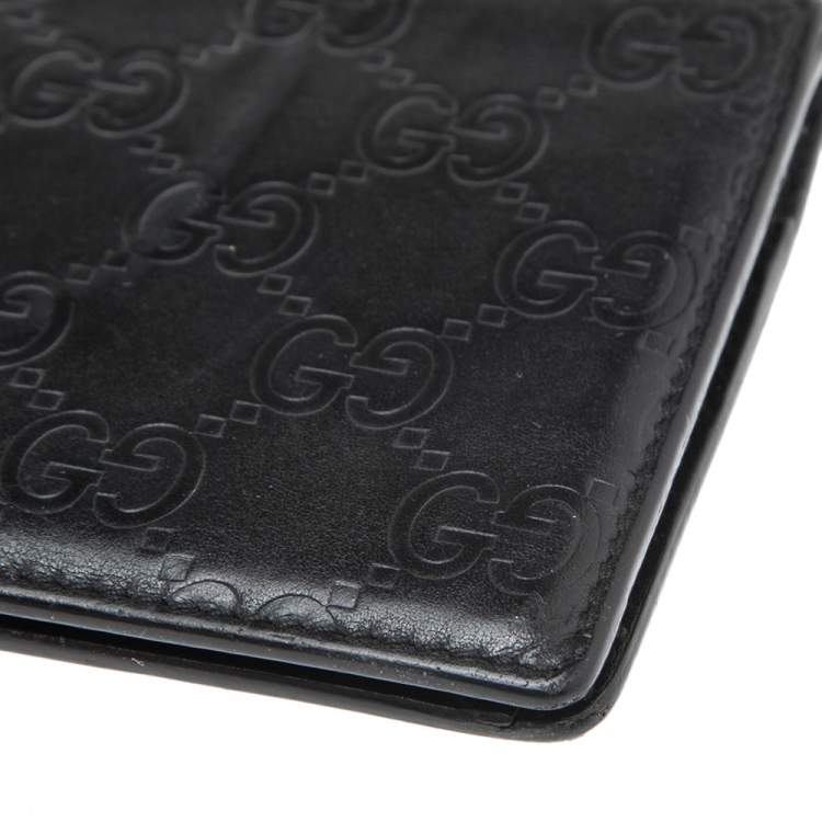 Pre Owned Gucci Black Guccissima Leather Bifold Wallet