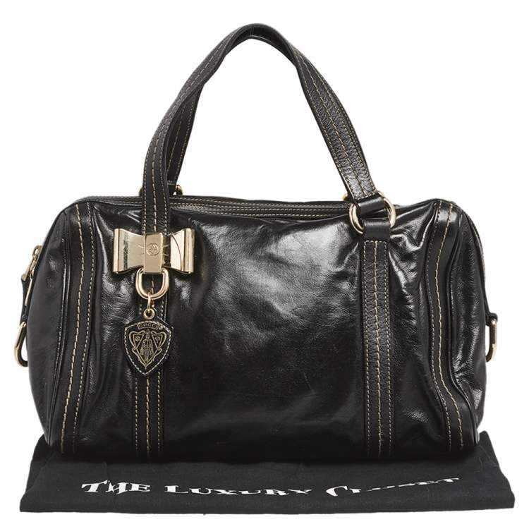 Pre Owned Gucci Black Leather Duchessa Boston Bag