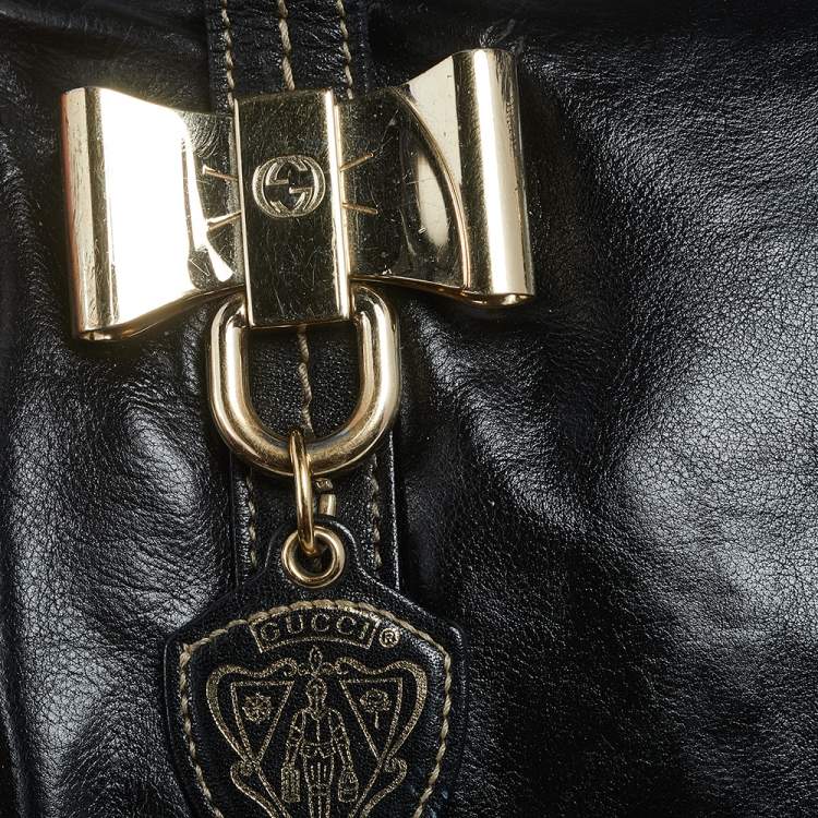 Pre Owned Gucci Black Leather Duchessa Boston Bag