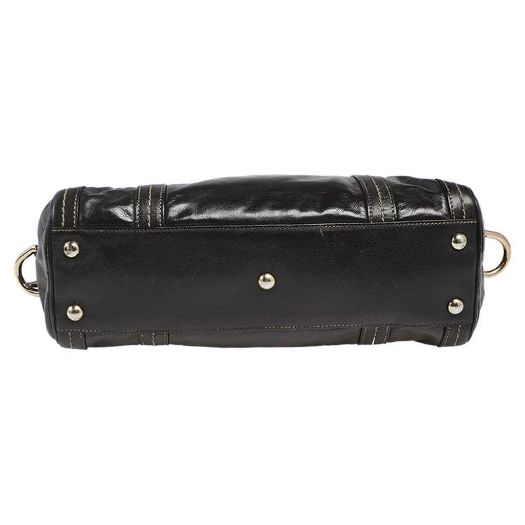 Pre Owned Gucci Black Leather Duchessa Boston Bag