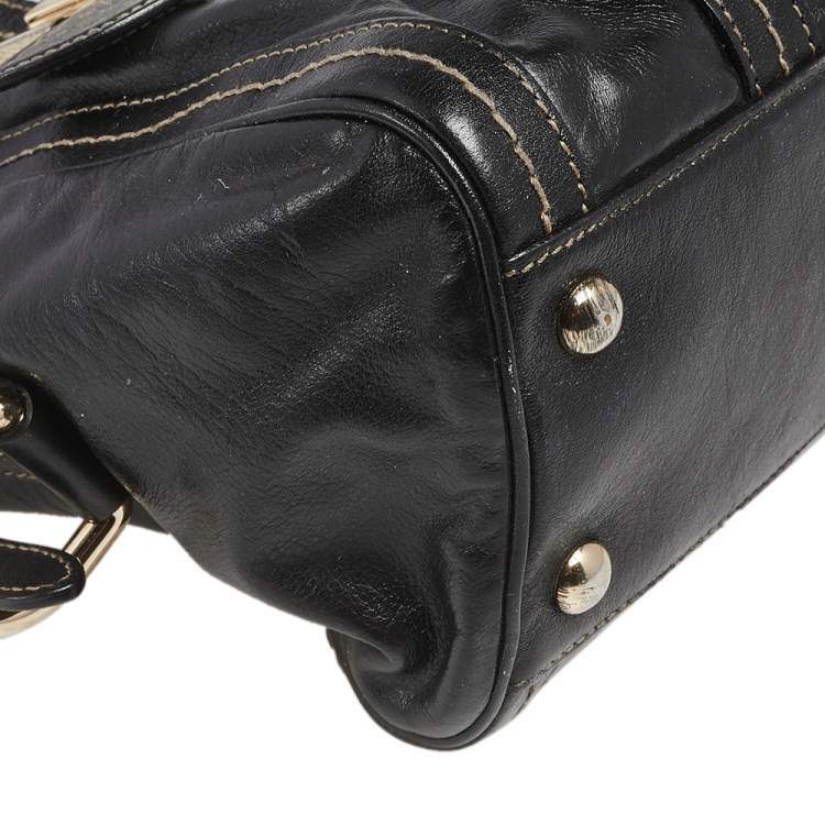 Pre Owned Gucci Black Leather Duchessa Boston Bag