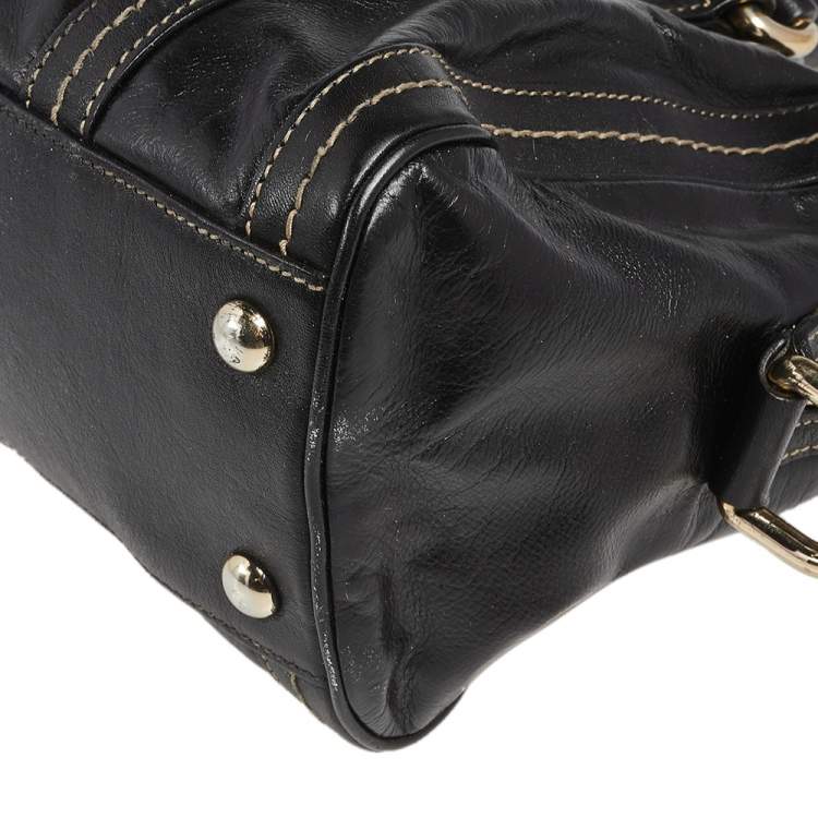 Pre Owned Gucci Black Leather Duchessa Boston Bag