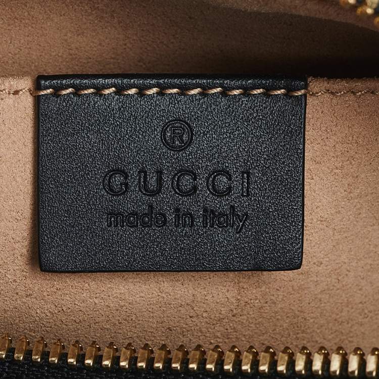 Pre Owned Gucci Black Suede and Patent Leather GG Ophidia Belt Bag