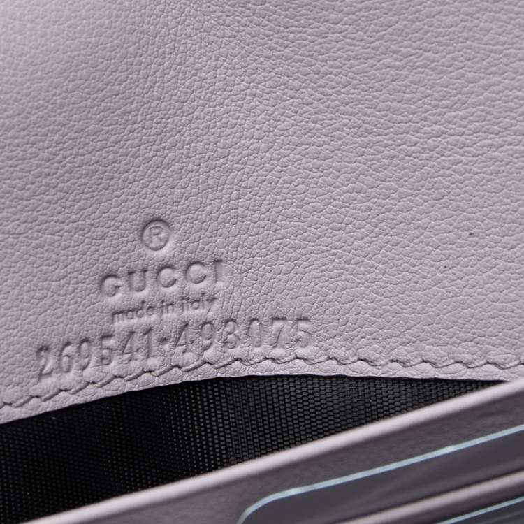 Pre Owned Gucci Lilac Microguccissima Leather Wallet on Chain