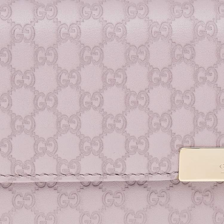 Pre Owned Gucci Lilac Microguccissima Leather Wallet on Chain