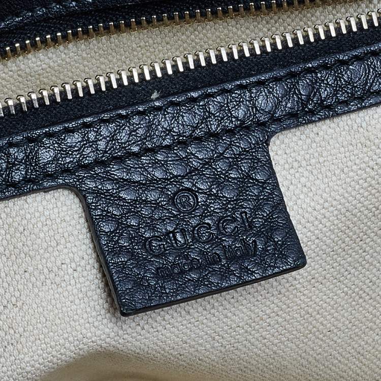 Pre Owned Gucci Black Leather New Bamboo Tassel Top Handle Bag