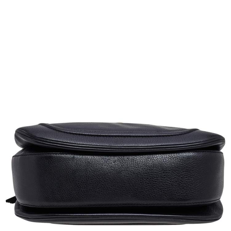 Pre Owned Gucci Black Leather New Bamboo Tassel Top Handle Bag