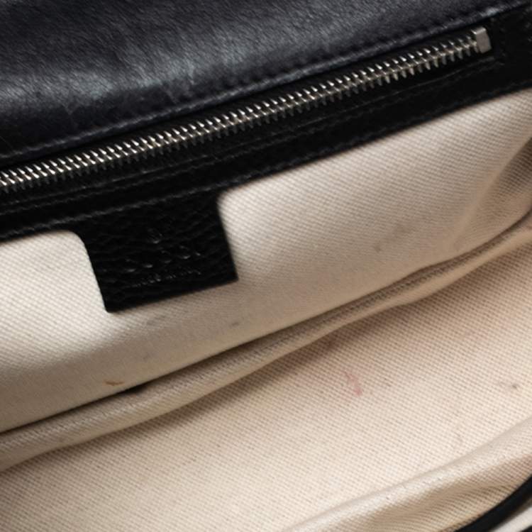 Pre Owned Gucci Black GG Fabric and Leather New Bamboo Top Handle Bag