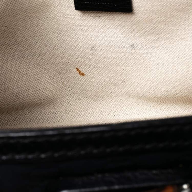 Pre Owned Gucci Black GG Fabric and Leather New Bamboo Top Handle Bag