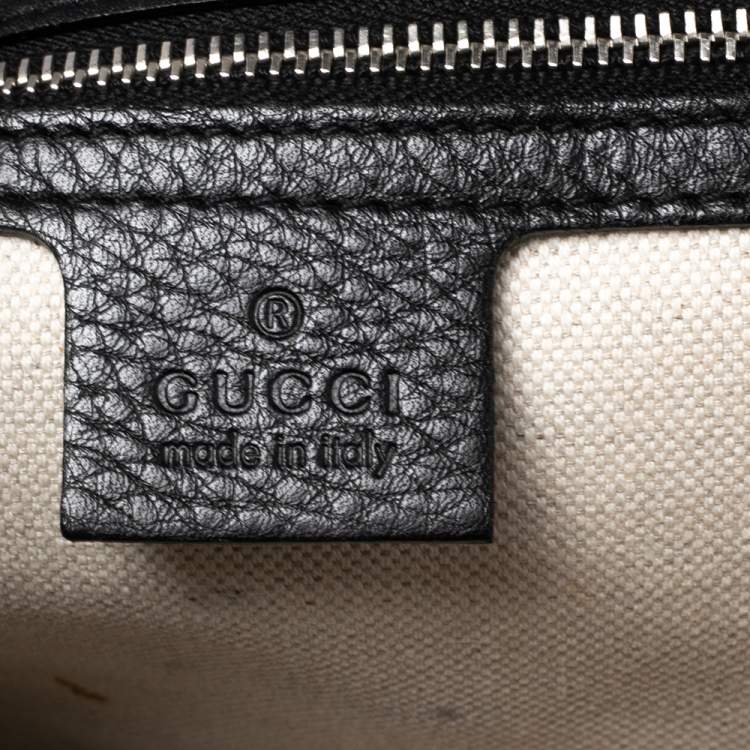 Pre Owned Gucci Black GG Fabric and Leather New Bamboo Top Handle Bag