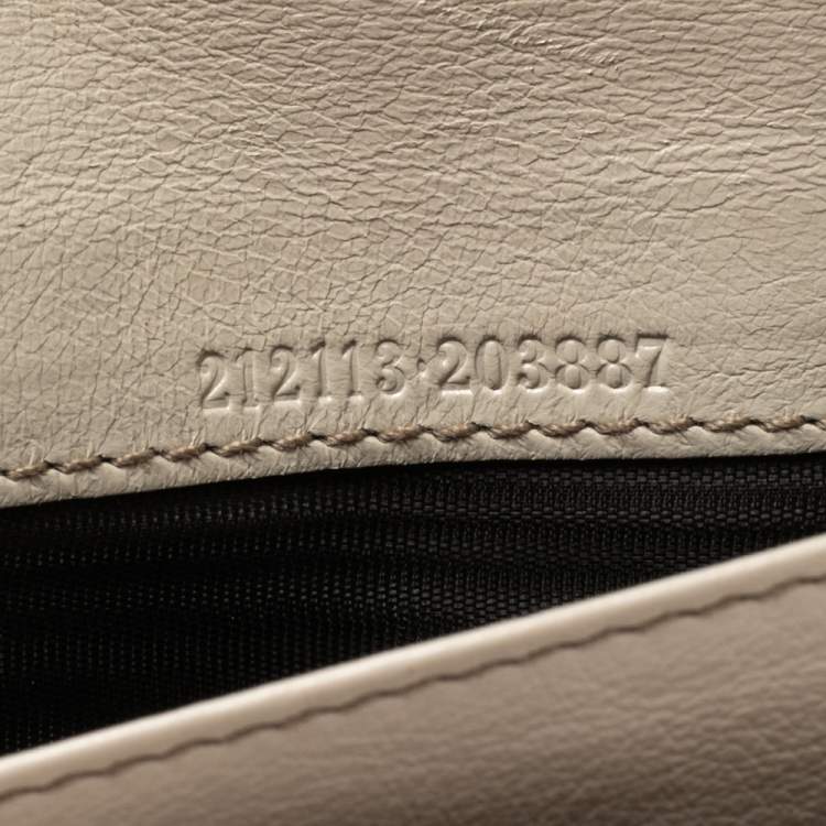 Pre Owned Gucci White/Beige GG Canvas and Leather G Bit Flap Continental Wallet