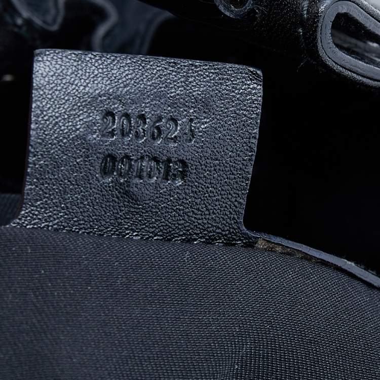 Pre Owned Gucci Black GG Canvas and Leather Studded Pelham Bag 