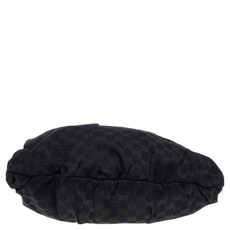 Pre Owned Gucci Black GG Canvas and Leather Studded Pelham Bag 